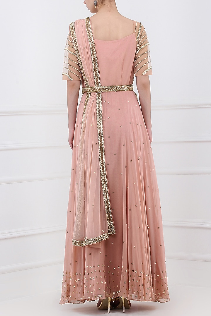 Pale pink embroidered anarkali gown available only at Pernia's Pop Up Shop.