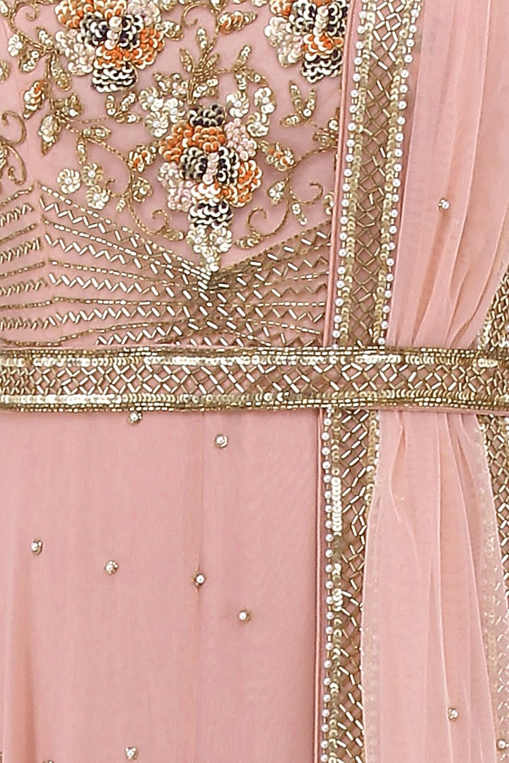 Pale pink embroidered anarkali gown available only at Pernia's Pop Up Shop.