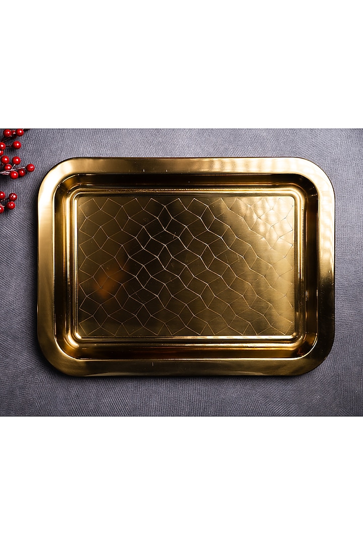 Golden Metal Serving Tray by SG Home