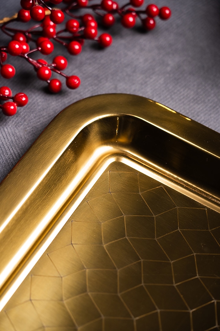 Golden Metal Serving Tray by SG Home at Pernia's Pop Up Shop