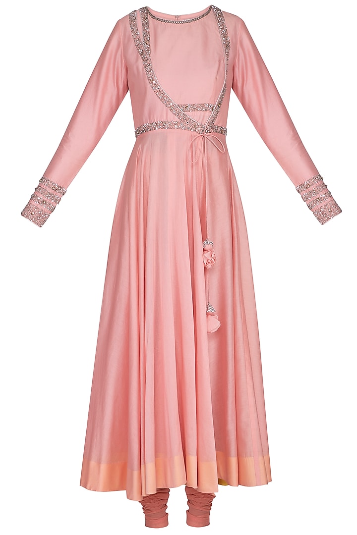 Pink Embroidered Kurta Set by Shilpi Gupta Surkhab