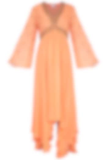 Orange Embroidered Asymmetric Anarkali Kurta With Pants by Shilpi Gupta Surkhab