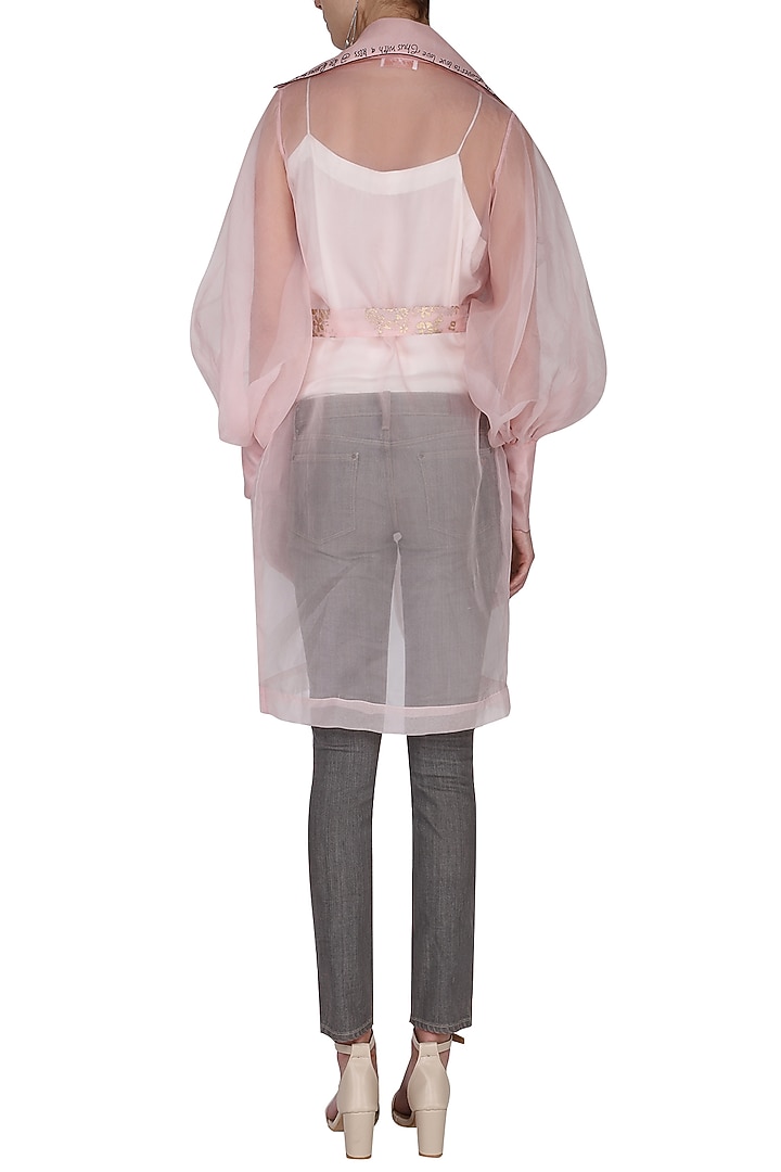 Pink sheer trench coat with bustier available only at Pernia's Pop Up Shop.