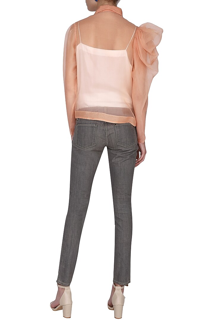 Peach sheer shirt with bustier available only at Pernia's Pop Up Shop.
