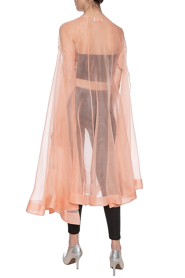 Peach musical note trench coat by Shilpi Gupta Surkhab at Pernia's Pop Up Shop