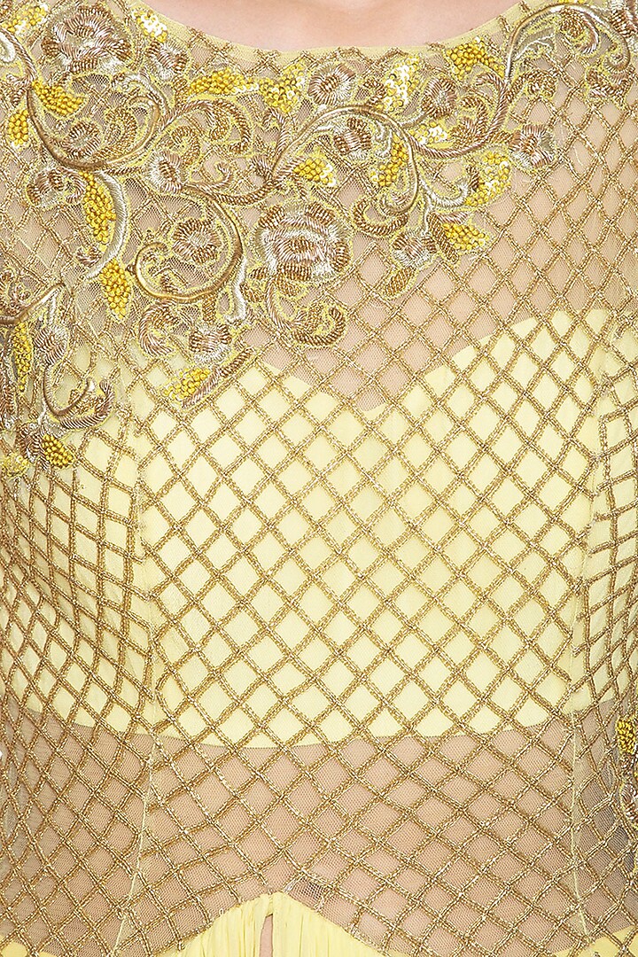 Yellow ombre drape Wedding Anarkali set by Shilpi Gupta Surkhab at Pernia's Pop Up Shop