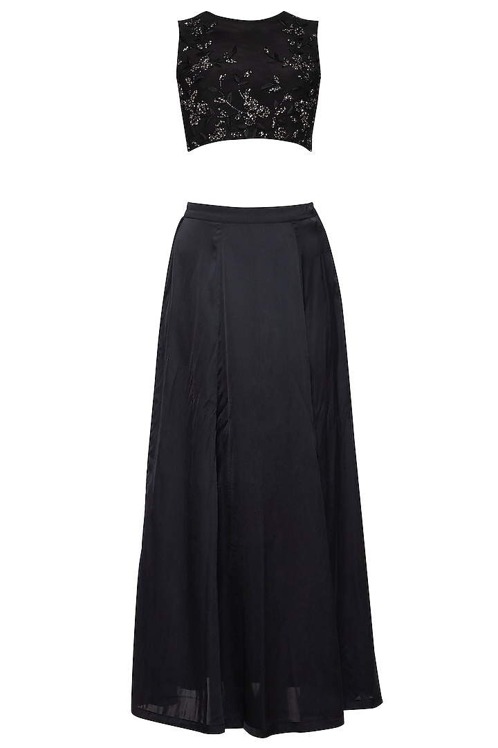 Black embroidered Reception Saree set by Shilpi Gupta Surkhab at Pernia's Pop Up Shop