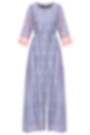 Lilac embroidered midi dress available only at Pernia's Pop Up Shop.