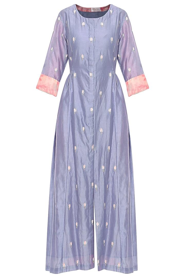 Lilac embroidered midi dress available only at Pernia's Pop Up Shop.
