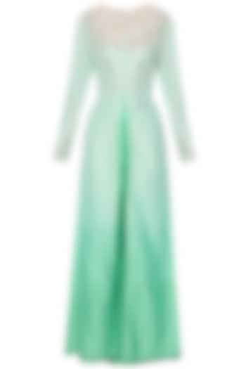 Aqua blue ombre embroidered kurta with palazzo pants set available only at Pernia's Pop Up Shop.