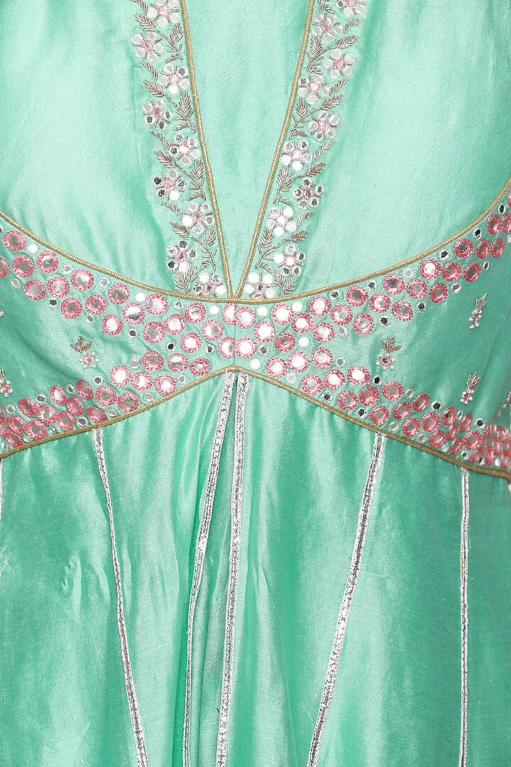 Aqua blue embroidered anarkali set available only at Pernia's Pop Up Shop.