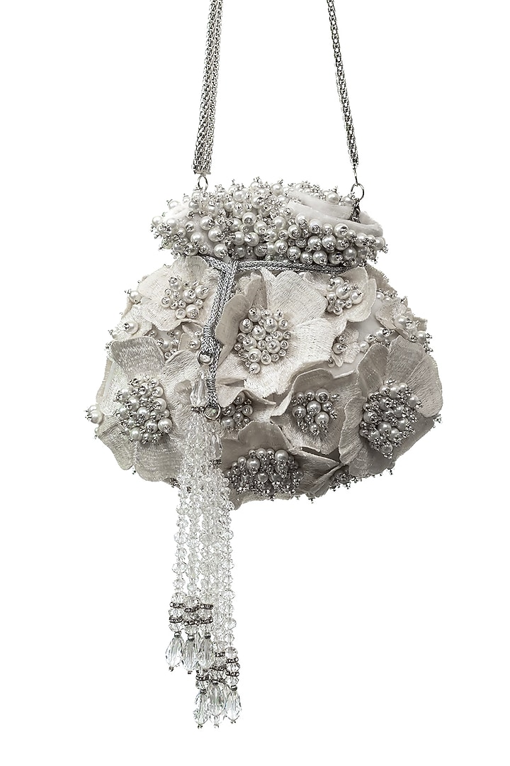 Ivory Embroidered Potli by SG BY SONIA GULRAJANI at Pernia's Pop Up Shop