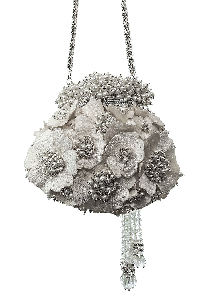 Ivory Embroidered Potli by SG BY SONIA GULRAJANI at Pernia's Pop Up Shop