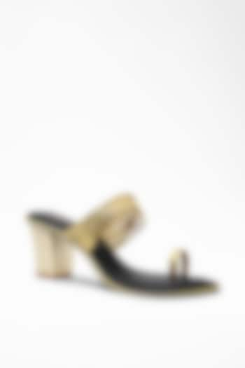 Black Anti-Slippery Rubber Metallic Strap Block Heels by Signature Sole at Pernia's Pop Up Shop