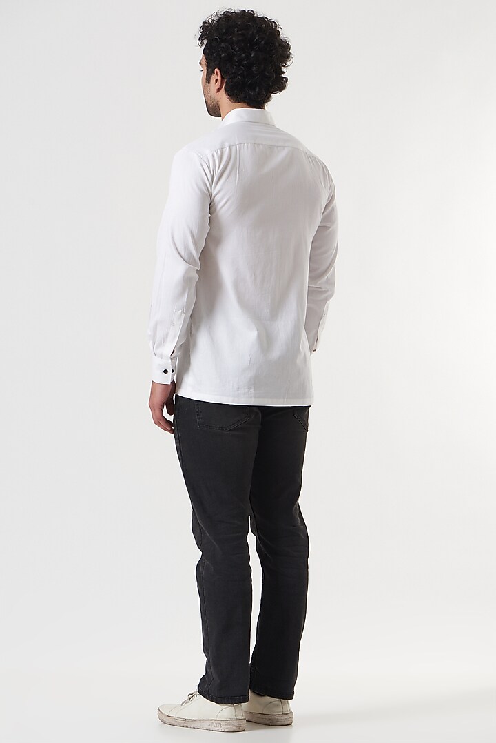 White Printed Party Wear Shirt by Shaberry Men at Pernia's Pop Up Shop