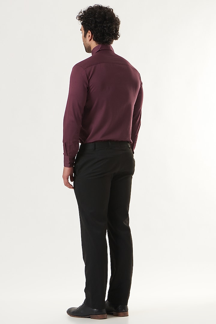 Wine Cotton Satin Summer Shirt by Shaberry Men at Pernia's Pop Up Shop