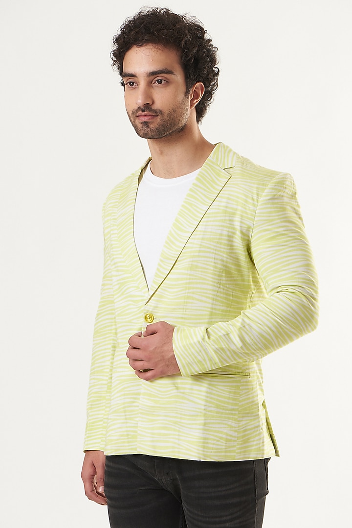 Green Glaze Cotton Blazer by Shaberry Men at Pernia's Pop Up Shop