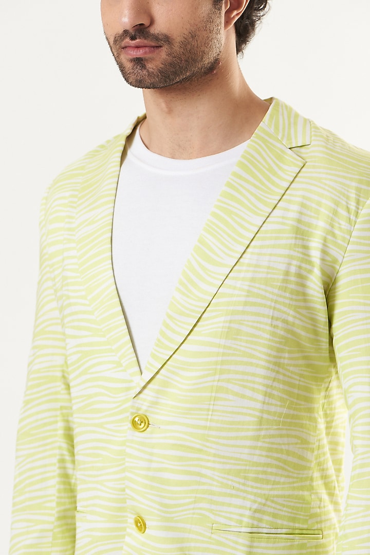 Green Glaze Cotton Blazer by Shaberry Men at Pernia's Pop Up Shop