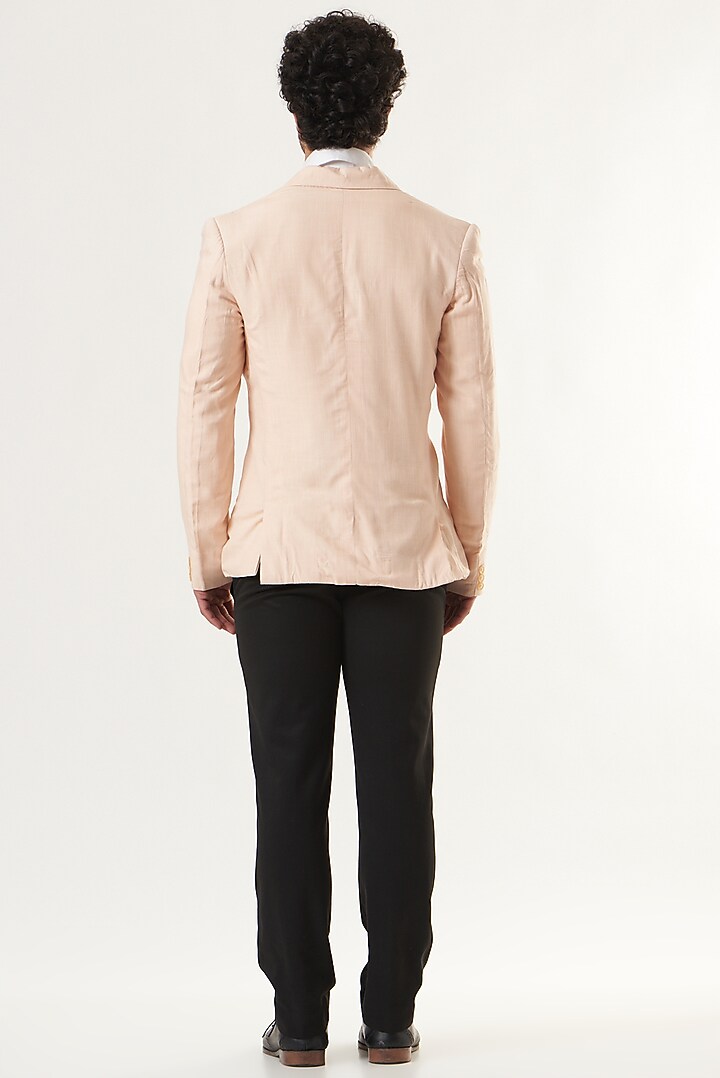 Peach Linen Asymmetric Blazer by Shaberry Men at Pernia's Pop Up Shop