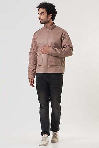 Mauve Poly Silk Jacket by Shaberry Men
