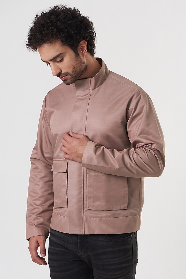 Mauve Poly Silk Jacket by Shaberry Men at Pernia's Pop Up Shop