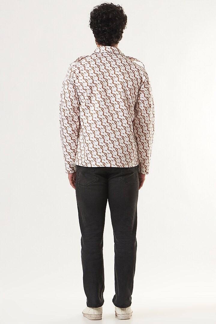 White Printed Hoodie by Shaberry Men at Pernia's Pop Up Shop