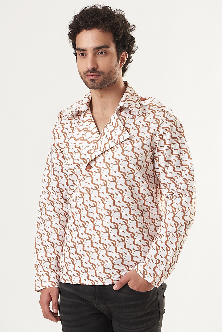 White Printed Hoodie by Shaberry Men at Pernia's Pop Up Shop