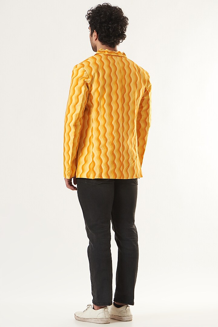 Orange Printed Blazer by Shaberry Men at Pernia's Pop Up Shop