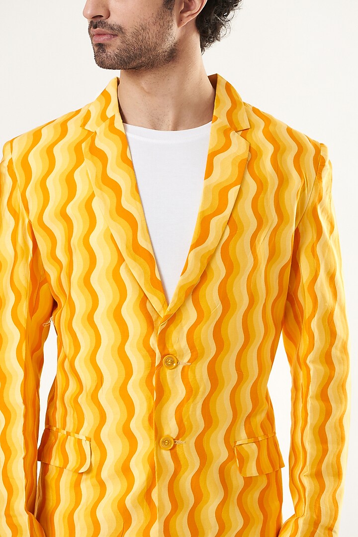 Orange Printed Blazer by Shaberry Men at Pernia's Pop Up Shop