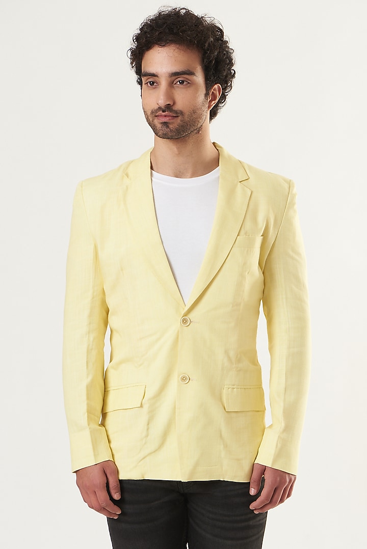 Yellow Linen Blazer by Shaberry Men at Pernia's Pop Up Shop