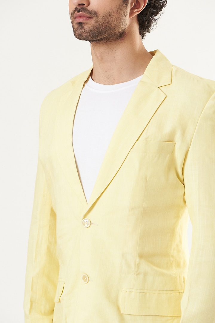 Yellow Linen Blazer by Shaberry Men at Pernia's Pop Up Shop
