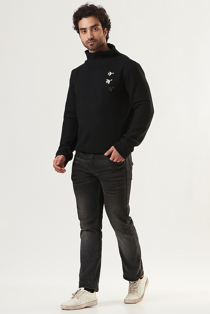 Black Wool Sweater by Shaberry Men