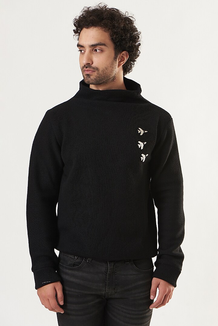 Black Wool Sweater by Shaberry Men at Pernia's Pop Up Shop