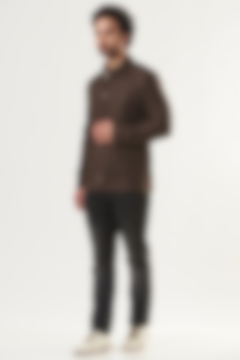 Brown Cotton Jacket by Shaberry Men