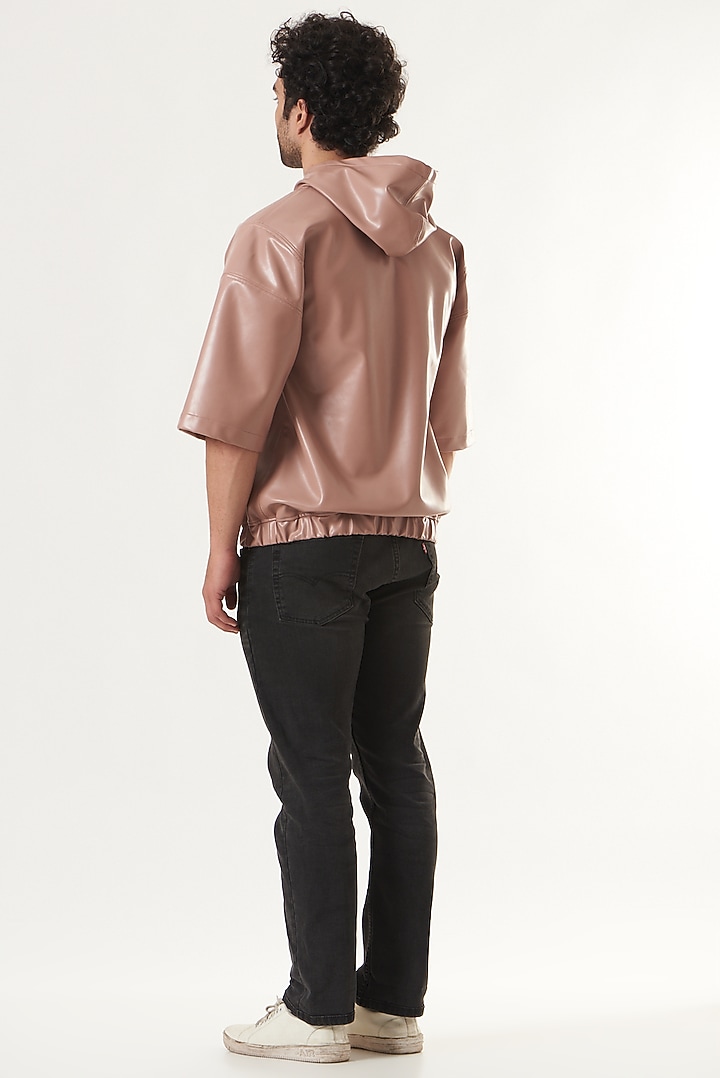 Mauve Faux Leather Hoodie by Shaberry Men at Pernia's Pop Up Shop