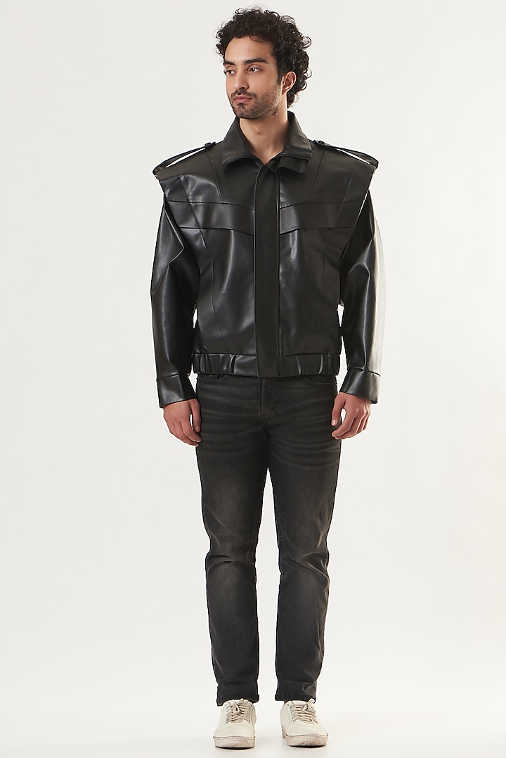 Black Faux Leather Jacket? by Shaberry Men