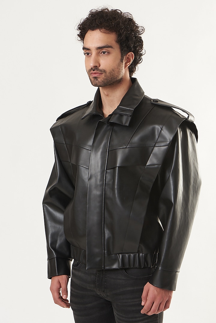Black Faux Leather Jacket? by Shaberry Men at Pernia's Pop Up Shop