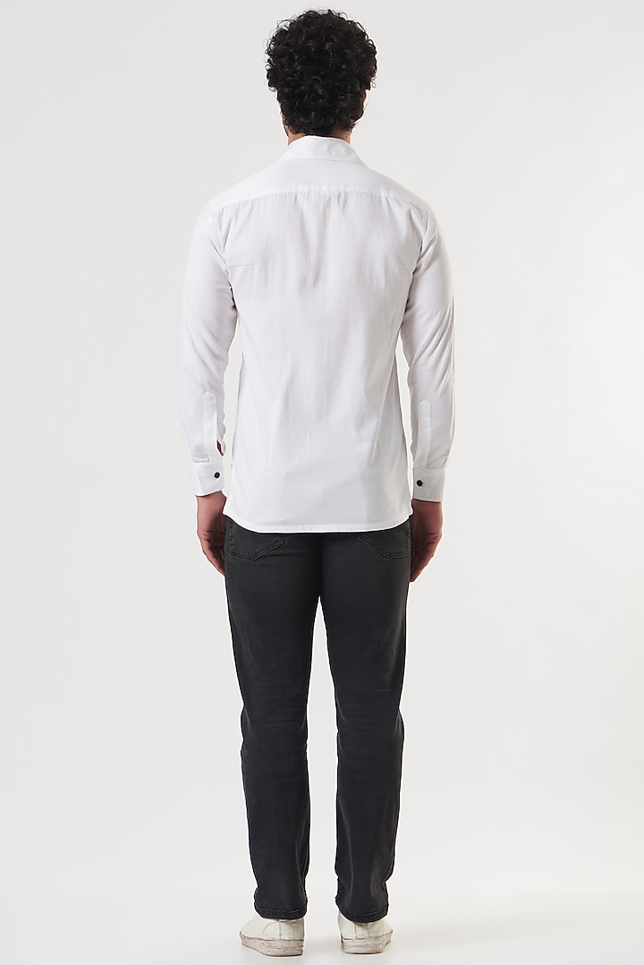White Printed Party Wear Shirt by Shaberry Men at Pernia's Pop Up Shop