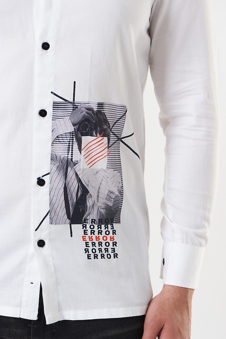 White Printed Party Wear Shirt by Shaberry Men at Pernia's Pop Up Shop