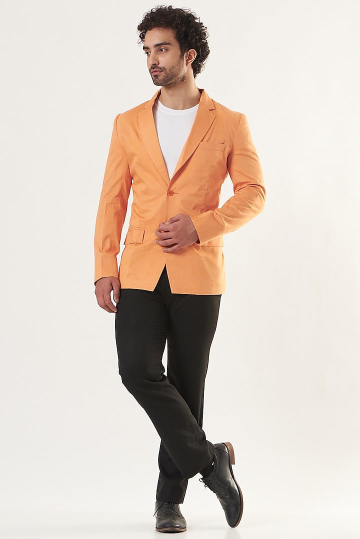 Orange Glaze Cotton Blazer by Shaberry Men