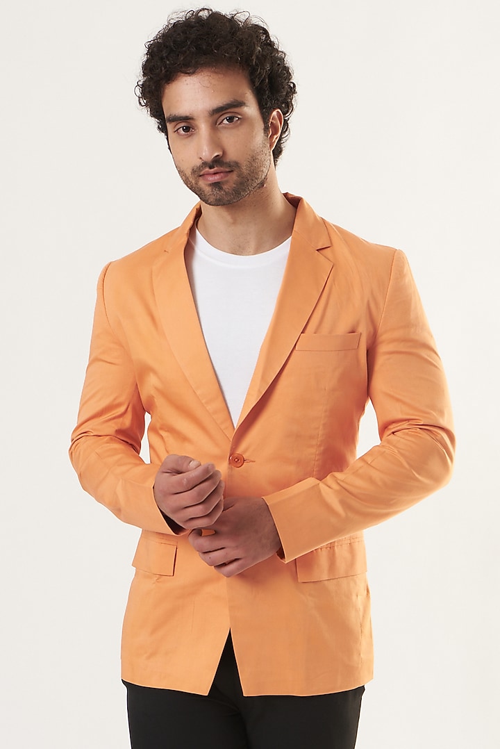 Orange Glaze Cotton Blazer by Shaberry Men at Pernia's Pop Up Shop