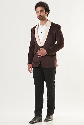 Purple Velvet Blazer by Shaberry Men