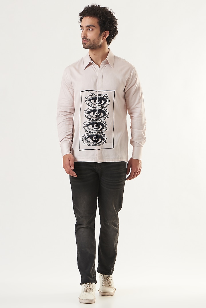 Light Pink Printed Shirt by Shaberry Men