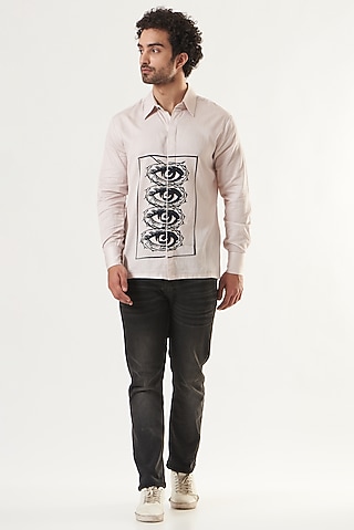 Light Pink Printed Shirt by Shaberry Men