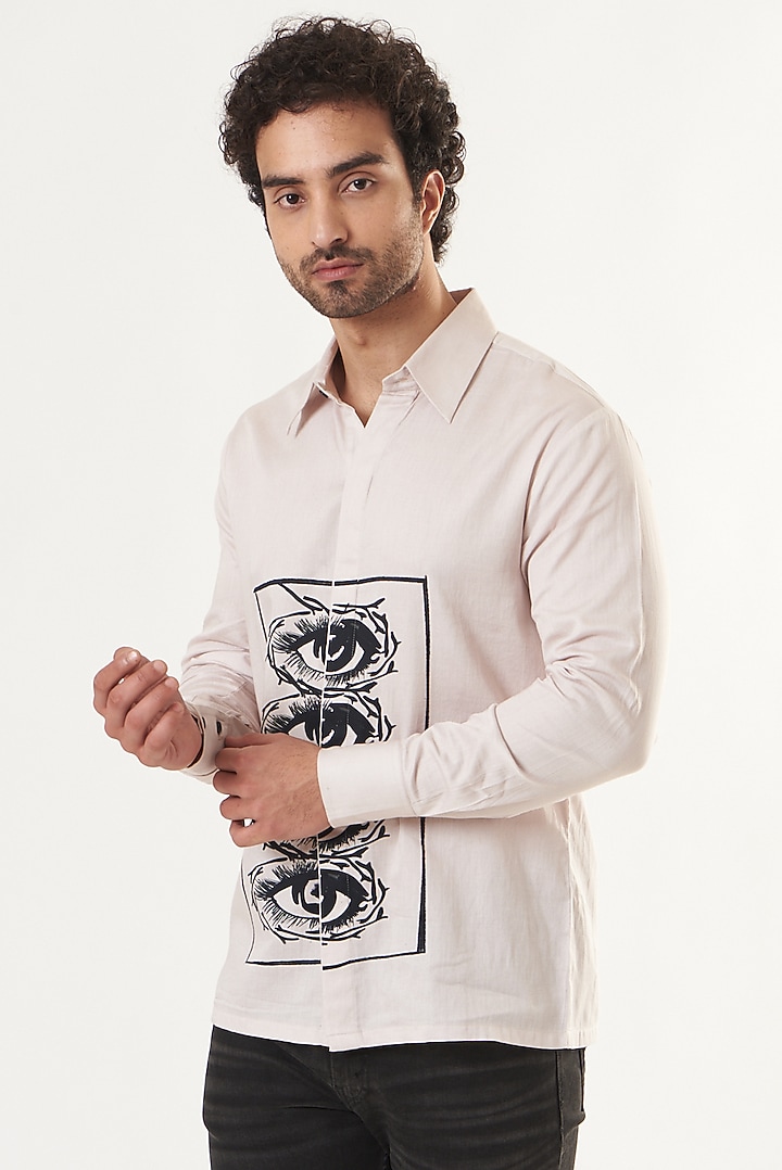 Light Pink Printed Party Wear Shirt by Shaberry Men at Pernia's Pop Up Shop