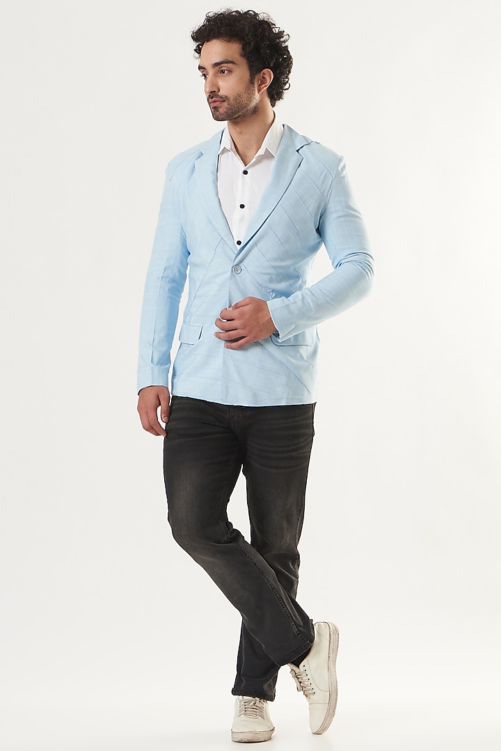 Blue Linen Blazer by Shaberry Men