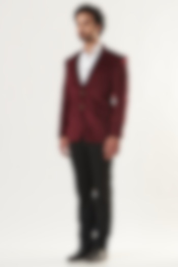 Deep Wine Velvet Blazer by Shaberry Men