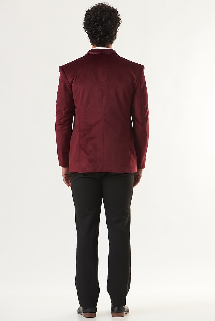 Deep Wine Velvet Blazer by Shaberry Men at Pernia's Pop Up Shop