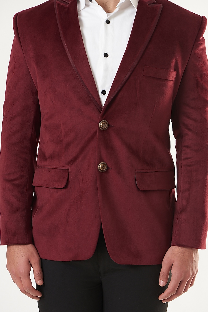 Deep Wine Velvet Blazer by Shaberry Men at Pernia's Pop Up Shop