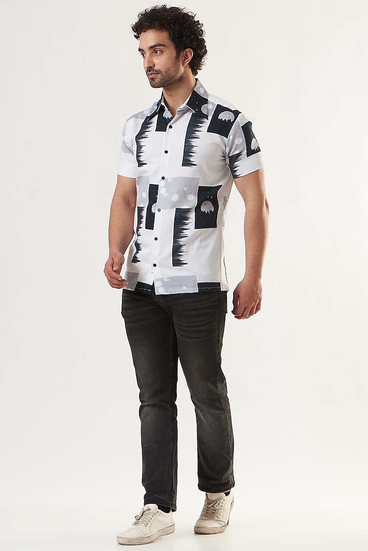 White Graphic Printed Shirt by Shaberry Men at Pernia's Pop Up Shop